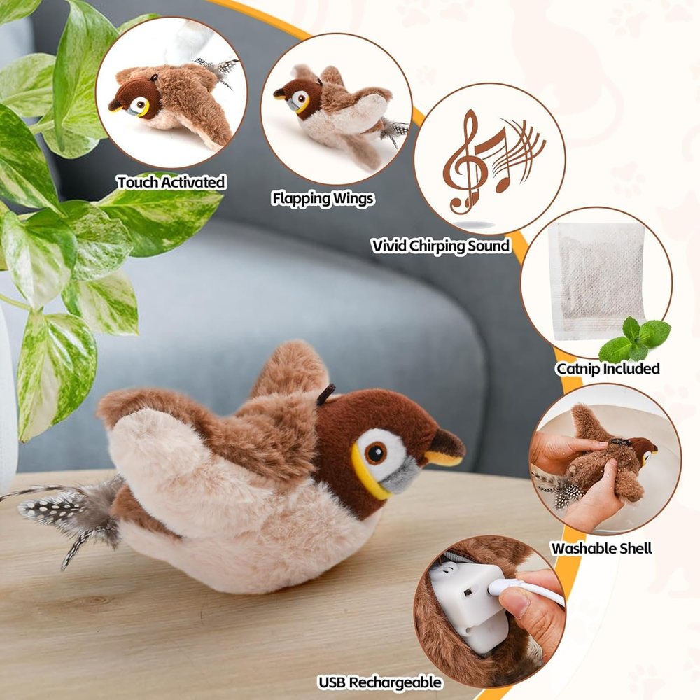 🔥🐾Interactive Chirping Bird Cat Toy